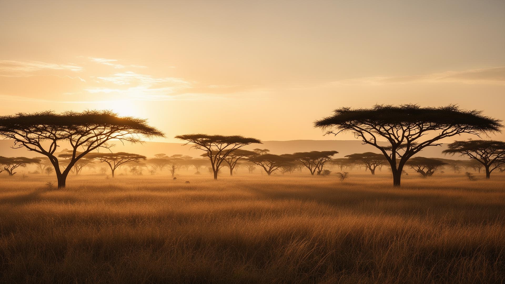 Atardecer dorado en un safari africano